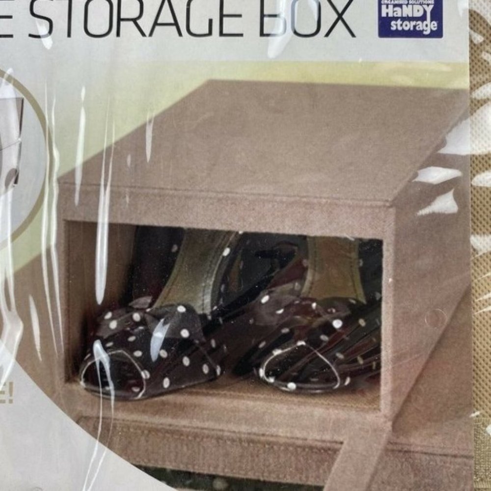 5x Clever Closet Stackable Coffee Colour Small Fabric Shoe Storage Box - Picture 7 of 10